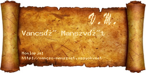 Vancsó Manszvét névjegykártya